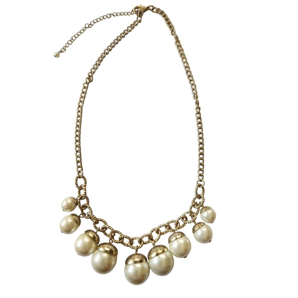 Faux pearl charm cluster necklace vintage inspired